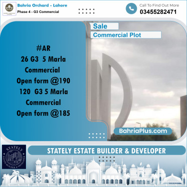 5 Marla Commercial Plot for Sale in Phase 4 - G3 Commercial -  Bahria Orchard, Lahore - (BP-205335)