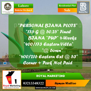 Residential Plot for Sale in Bahria Orchard, Lahore - (BP-205336)