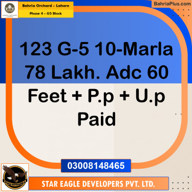 10 Marla Residential Plot for Sale in Phase 4 - G5 Block -  Bahria Orchard, Lahore - (BP-205338)
