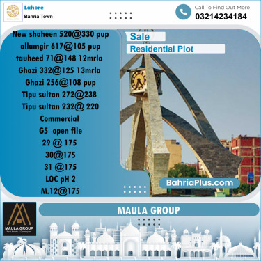 Residential Plot for Sale in Bahria Town, Lahore - (BP-205382)