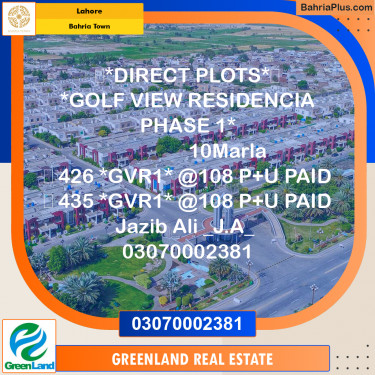 10 Marla Residential Plot for Sale in Bahria Town, Lahore - (BP-205415)