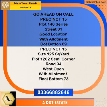 125 Sq. Yards Residential Plot for Sale in Precinct 15 -  Bahria Town, Karachi - (BP-205512)