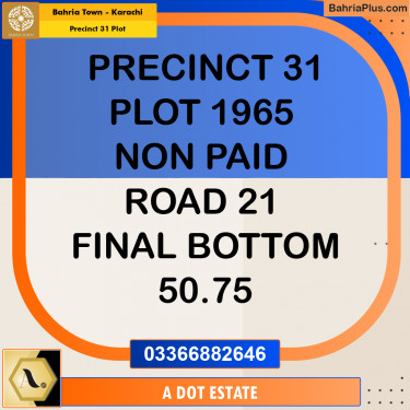 125 Sq. Yards Residential Plot for Sale in Precinct 31 Plot -  Bahria Town, Karachi - (BP-205514)