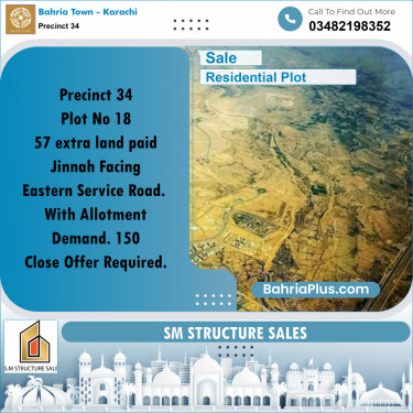307 Sq. Yards Residential Plot for Sale in Precinct 34 -  Bahria Town, Karachi - (BP-205524)