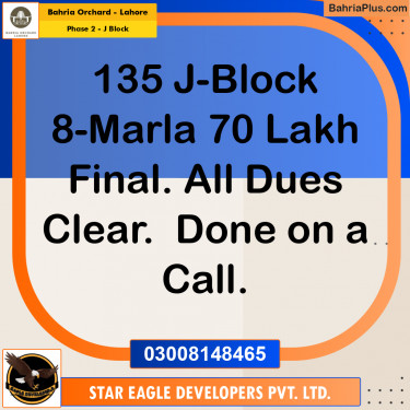 8 Marla Residential Plot for Sale in Phase 2 - J Block -  Bahria Orchard, Lahore - (BP-205556)