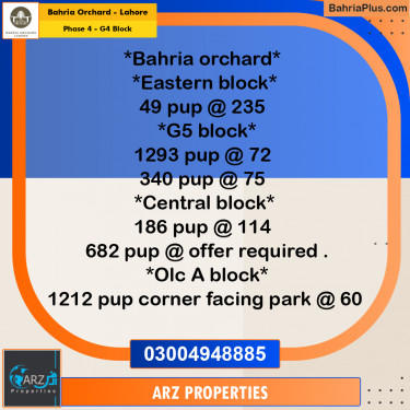 Residential Plot for Sale in Phase 4 - G4 Block -  Bahria Orchard, Lahore - (BP-205574)