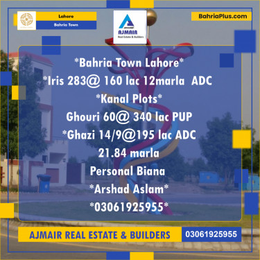 Residential Plot for Sale in Bahria Town, Lahore - (BP-205592)