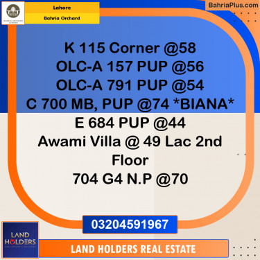 Residential Plot for Sale in Bahria Orchard, Lahore - (BP-205607)
