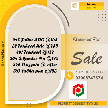 Residential Plot for Sale in Bahria Town, Lahore - (BP-205635)