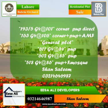 Residential Plot for Sale in Bahria Orchard, Lahore - (BP-205659)