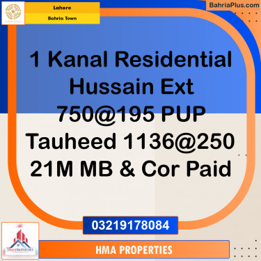 1 Kanal Residential Plot for Sale in Bahria Town, Lahore - (BP-205673)