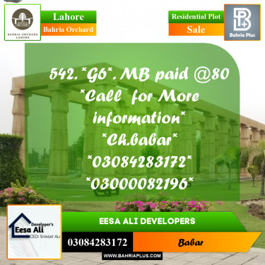 Residential Plot for Sale in Bahria Orchard, Lahore - (BP-205802)