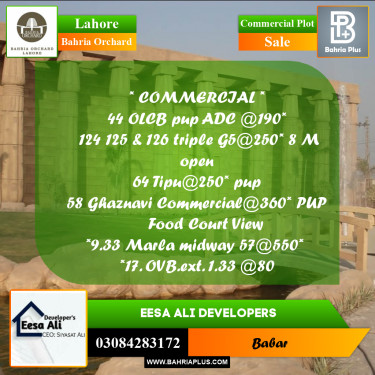 Commercial Plot for Sale in Bahria Orchard, Lahore - (BP-205803)
