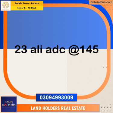 8 Marla Residential Plot for Sale in Sector B - Ali Block -  Bahria Town, Lahore - (BP-205909)