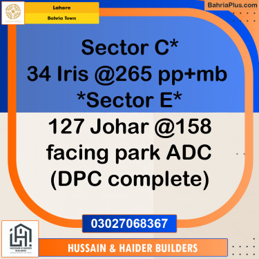 Residential Plot for Sale in Bahria Town, Lahore - (BP-205928)
