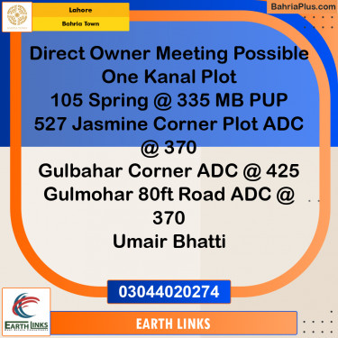 Residential Plot for Sale in Bahria Town, Lahore - (BP-206019)