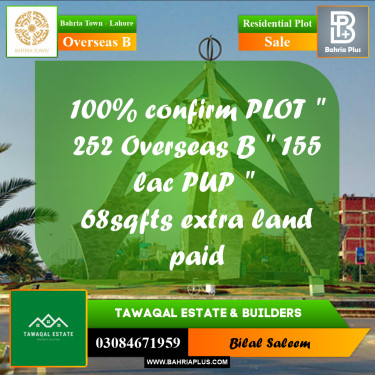 10 Marla Residential Plot for Sale in Overseas B -  Bahria Town, Lahore - (BP-206038)
