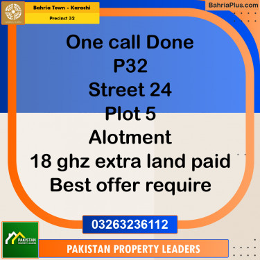 Residential Plot for Sale in Precinct 32 -  Bahria Town, Karachi - (BP-206050)