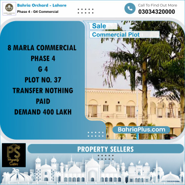 8 Marla Commercial Plot for Sale in Phase 4 - G4 Commercial -  Bahria Orchard, Lahore - (BP-206052)