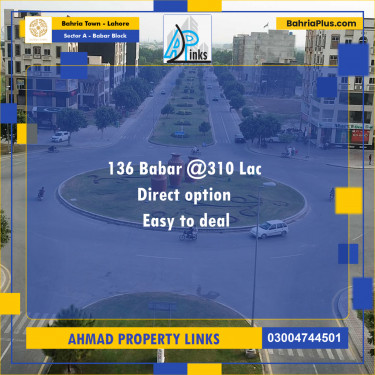 1 Kanal Residential Plot for Sale in Sector A - Babar Block -  Bahria Town, Lahore - (BP-206123)