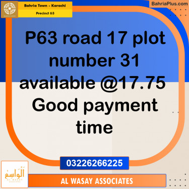 125 Sq. Yards Residential Plot for Sale in Precinct 63 -  Bahria Town, Karachi - (BP-206150)