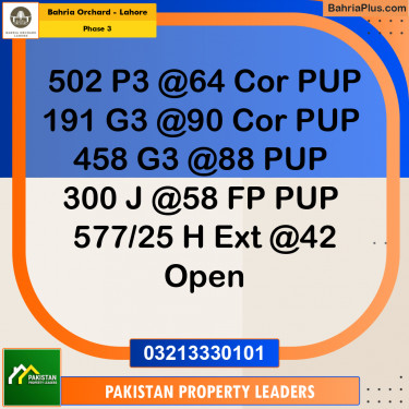 8 Marla Residential Plot for Sale in Phase 3 -  Bahria Orchard, Lahore - (BP-206169)