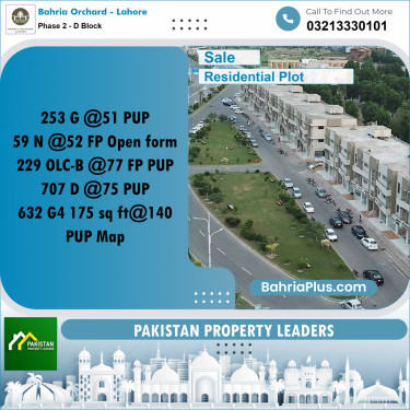 8 Marla Residential Plot for Sale in Phase 2 - D Block -  Bahria Orchard, Lahore - (BP-206172)