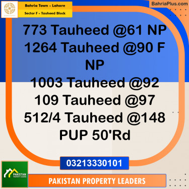10 Marla Residential Plot for Sale in Sector F - Tauheed Block -  Bahria Town, Lahore - (BP-206179)