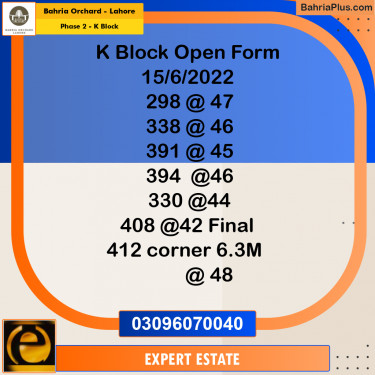 5 Marla Residential Plot for Sale in Phase 2 - K Block -  Bahria Orchard, Lahore - (BP-206220)