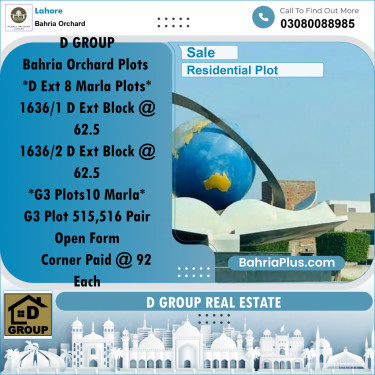 Residential Plot for Sale in Bahria Orchard, Lahore - (BP-206233)