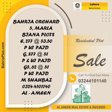 Residential Plot for Sale in Bahria Orchard, Lahore - (BP-206262)