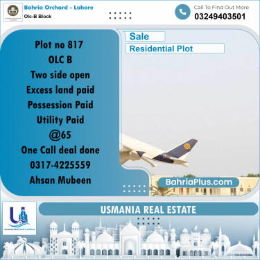 5 Marla Residential Plot for Sale in OLC-B Block -  Bahria Orchard, Lahore - (BP-206278)