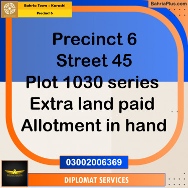 254 Sq. Yards Residential Plot for Sale in Precinct 6 -  Bahria Town, Karachi - (BP-206281)