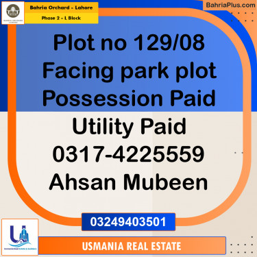 5 Marla Residential Plot for Sale in Phase 2 - L Block -  Bahria Orchard, Lahore - (BP-206295)