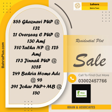 Residential Plot for Sale in Bahria Town, Lahore - (BP-206359)