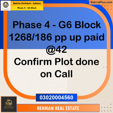 5 Marla Residential Plot for Sale in Phase 4 - G6 Block -  Bahria Orchard, Lahore - (BP-206396)