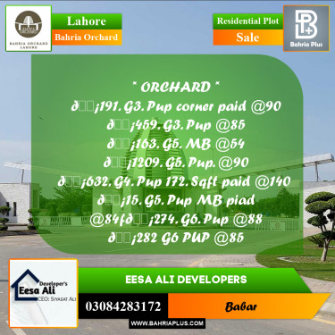 10 Marla Residential Plot for Sale in Bahria Orchard, Lahore - (BP-206418)