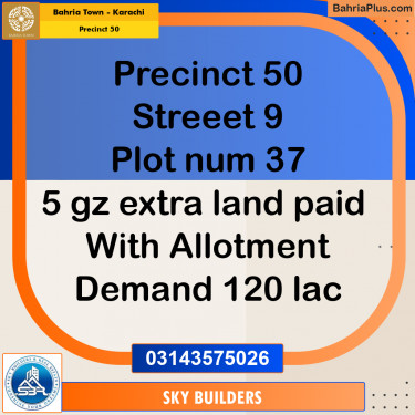 250 Sq. Ft. Residential Plot for Sale in Precinct 50 -  Bahria Town, Karachi - (BP-206432)