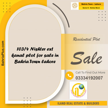 Residential Plot for Sale in Sector E - Nishtar Block -  Bahria Town, Lahore - (BP-206512)