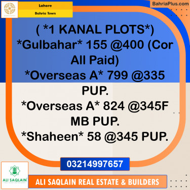 Residential Plot for Sale in Bahria Town, Lahore - (BP-206617)