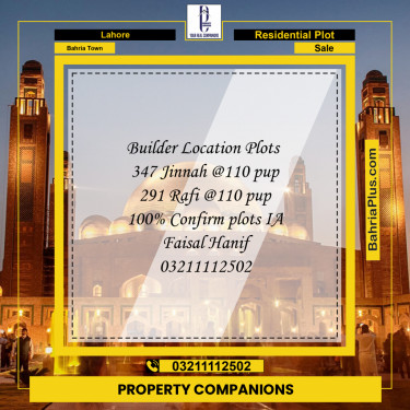Residential Plot for Sale in Bahria Town, Lahore - (BP-206652)