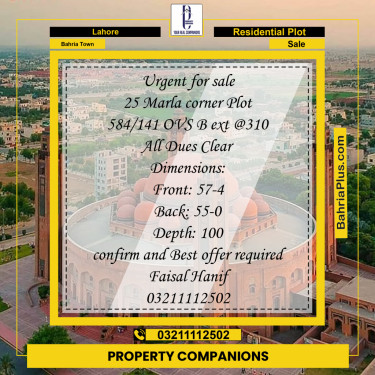 Residential Plot for Sale in Bahria Town, Lahore - (BP-206655)
