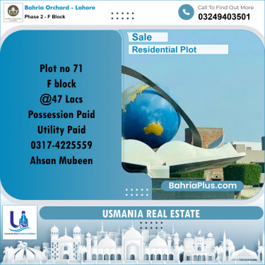 5 Marla Residential Plot for Sale in Phase 2 - F Block -  Bahria Orchard, Lahore - (BP-206736)