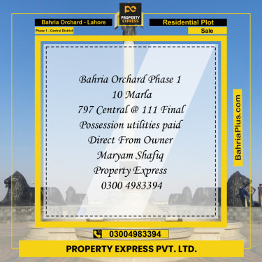 Residential Plot for Sale in Phase 1 - Central District -  Bahria Orchard, Lahore - (BP-206776)