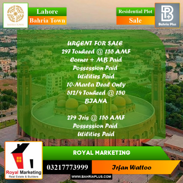 Residential Plot for Sale in Bahria Town, Lahore - (BP-206793)