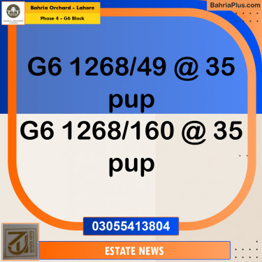 Residential Plot for Sale in Phase 4 - G6 Block -  Bahria Orchard, Lahore - (BP-206818)