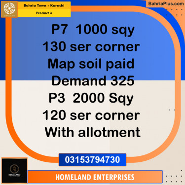 Residential Plot for Sale in Precinct 3 -  Bahria Town, Karachi - (BP-206819)