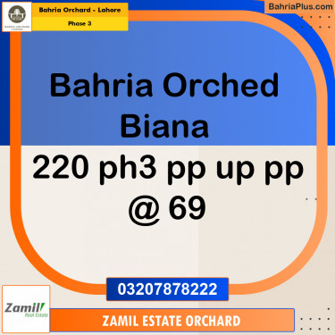 8 Marla Residential Plot for Sale in Phase 3 -  Bahria Orchard, Lahore - (BP-206822)
