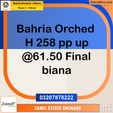 8 Marla Residential Plot for Sale in Phase 2 - H Block -  Bahria Orchard, Lahore - (BP-206824)