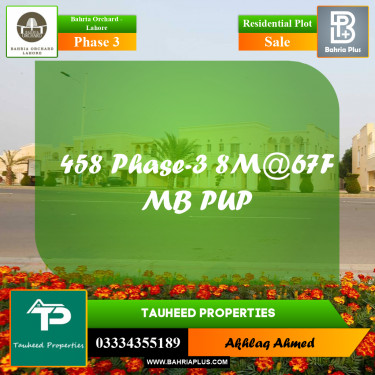 8 Marla Residential Plot for Sale in Phase 3 -  Bahria Orchard, Lahore - (BP-206836)